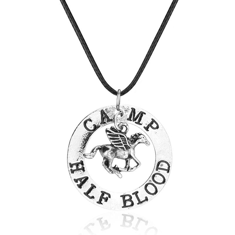 

Memorable Movie Percy Jackson CAMP HALF Blood Flying Horse Pendant Jewelry Gifts Rope Necklace Splicing Necklace Accessories