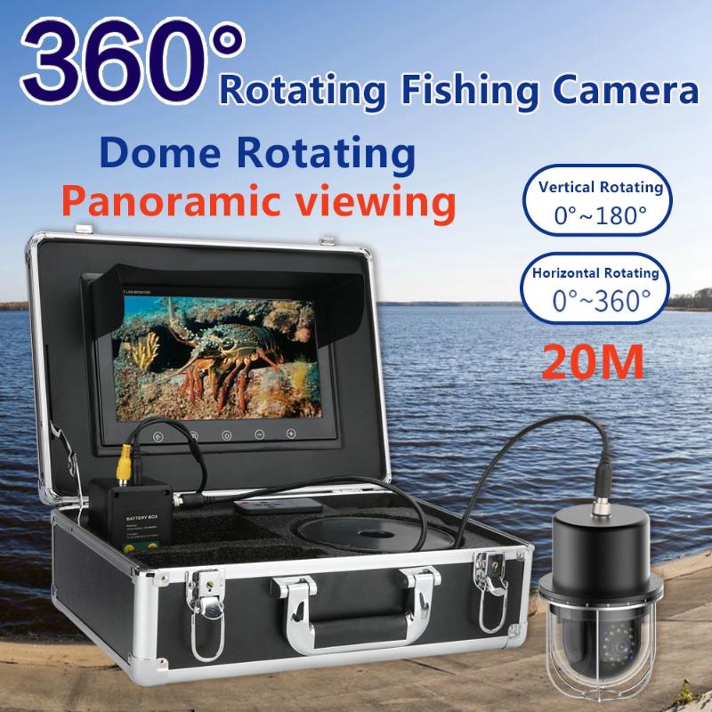 

10'' Underwater Fishing Video Camera Fish Finder IP68 Waterproof 20 LEDs 360 Degree Rotating Dome Rotating Panoramic Viewing Cam