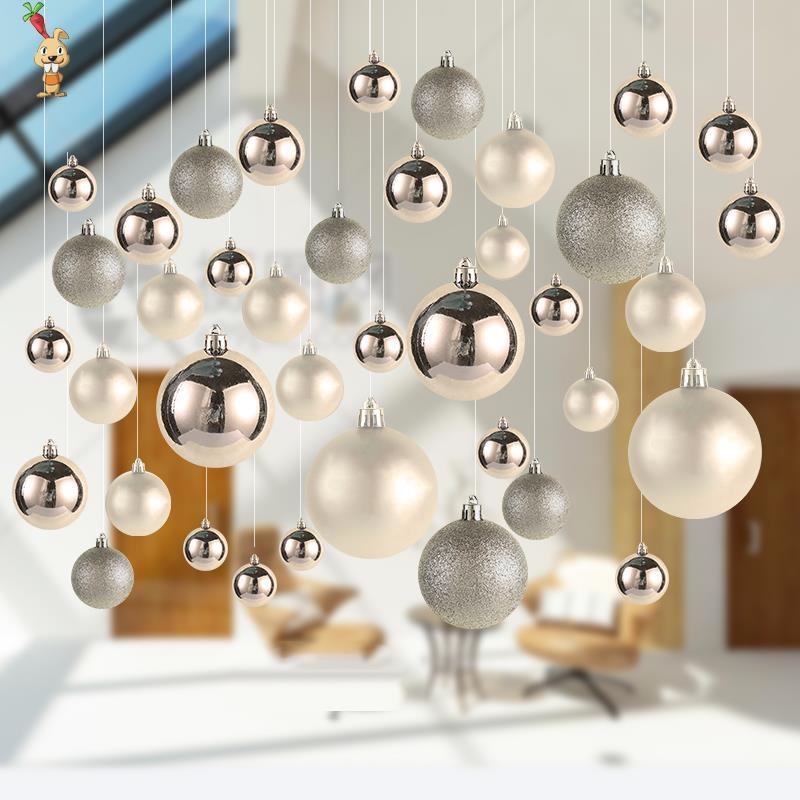 

34pcs/lot Christmas party 4CM plastic balls for Christmas Ornament Wooden Hanging tree ball pendant Decoration Supplie