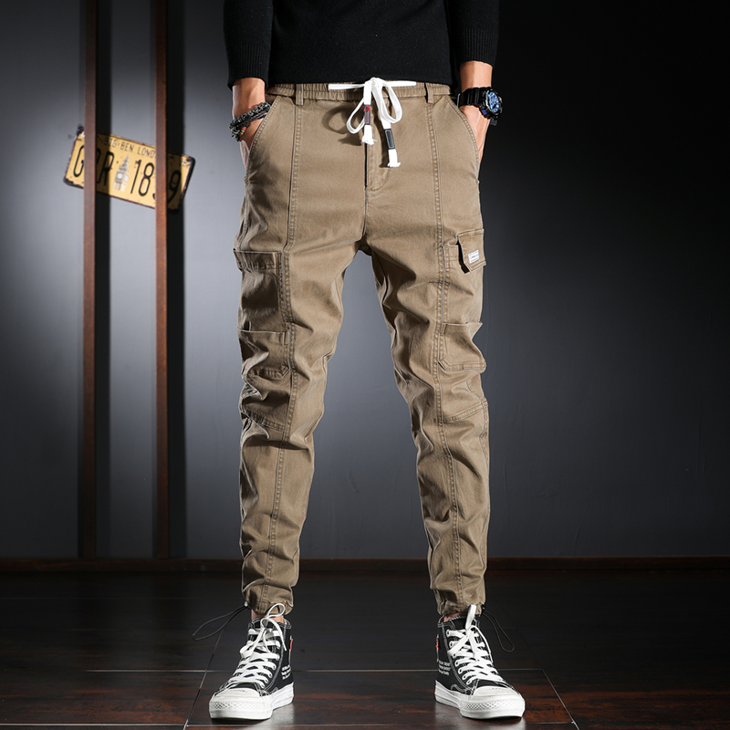 

2021 New Fashion Streetwear Men Jeans High Quality Loose Fit Big Pocket Casual Harem Cargo Pants Slack Bottom Hip Hop Joggers Trousers 6mc3, Khaki