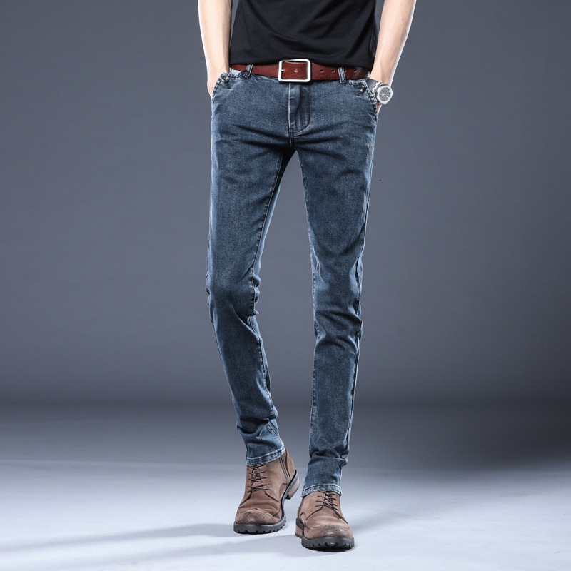 

2021 New Korean Style Fashion Men Jeans Retro Blue Elastic Casual Denim Pencil Pants Homme Streetwear Stretch Designer Skinny Trousers 4jh1