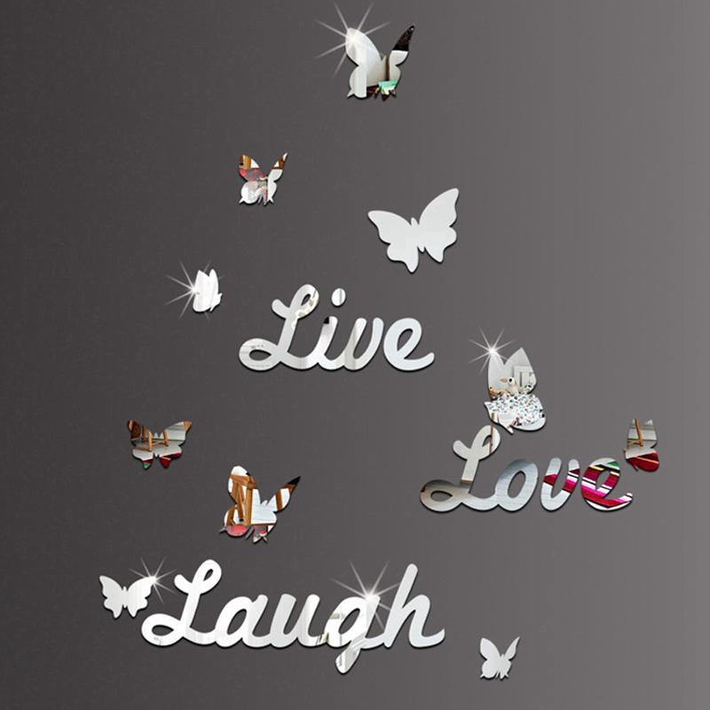 

Butterfly Wall Sticker Mirror Stickers 3D large decal DIY acrylic Wall Decor Decal bedroom Bath Room Decoration mirror Art Mural