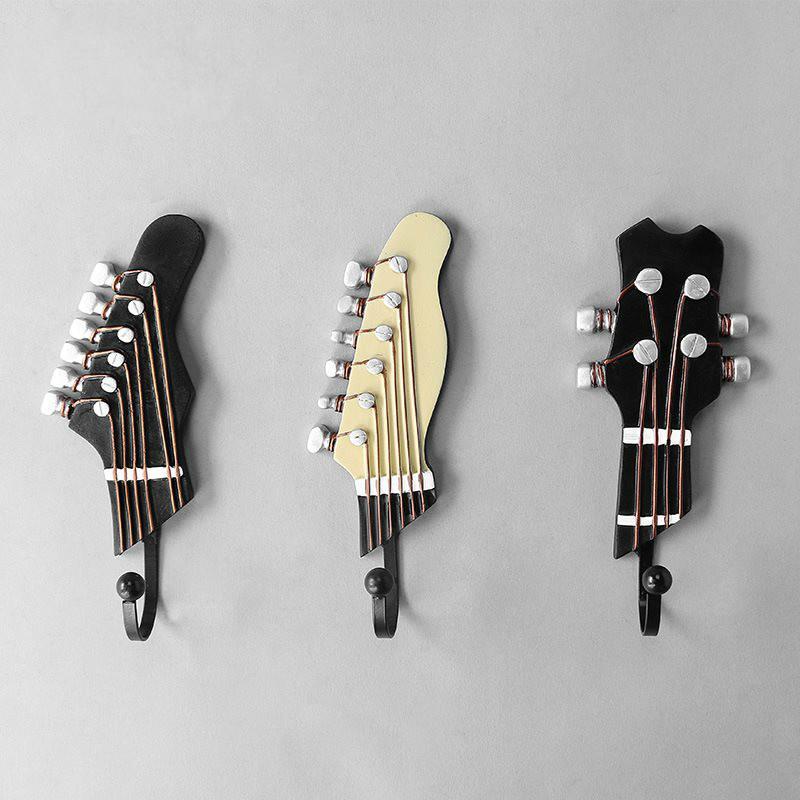 

3pcs/set Vintage guitar-shaped wall hooks resin musical instrument model decorates door hook for Bar bedroom home mx5081158