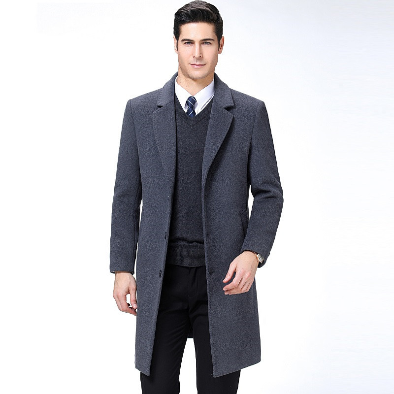 

2021 New Arrival Autumn Quality Single-breasted Long Coat Men, Men's Wool Coats, Warm Coat, Plus-size MJZL, Gold