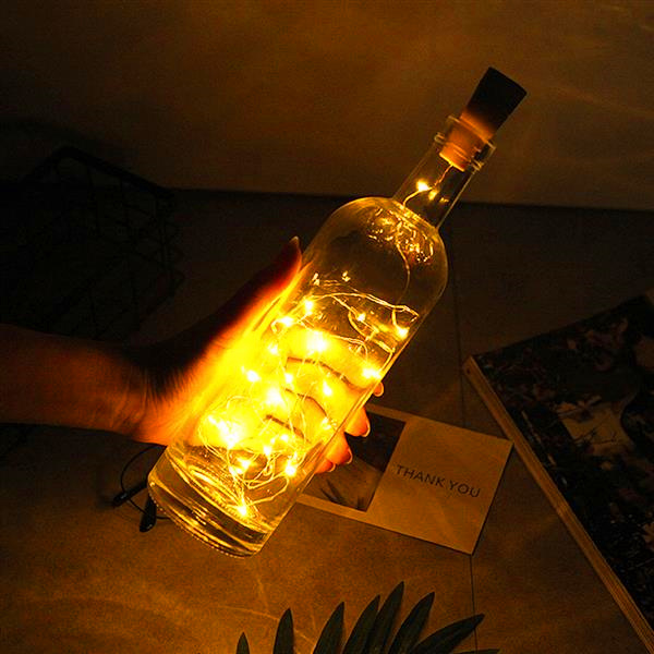 

free delivery 2m 20 LED Mini Bottle Stopper Lamp String Bar Decoration String Light Warm White Light Earth Yellow high-quality material