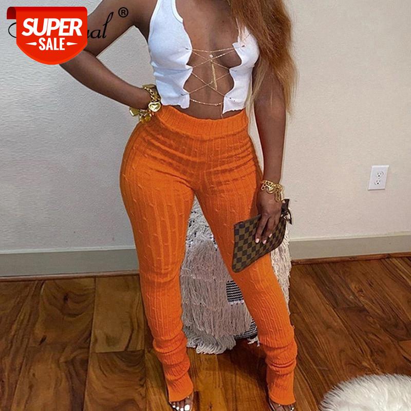 

Simenual Knitting Twist Autumn Winter Women Pencil Pants Side Slit Fashion 2020 Skinny Long Trousers Casual Workout Solid Pants #IC8H, Black;white