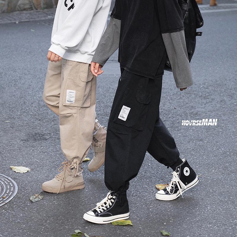 

2021 Autumn New Cargo Pants Casual Oversize Straight Harem Pants Korean Woman Loose Ankle-Length Man Clothing XXL, Black