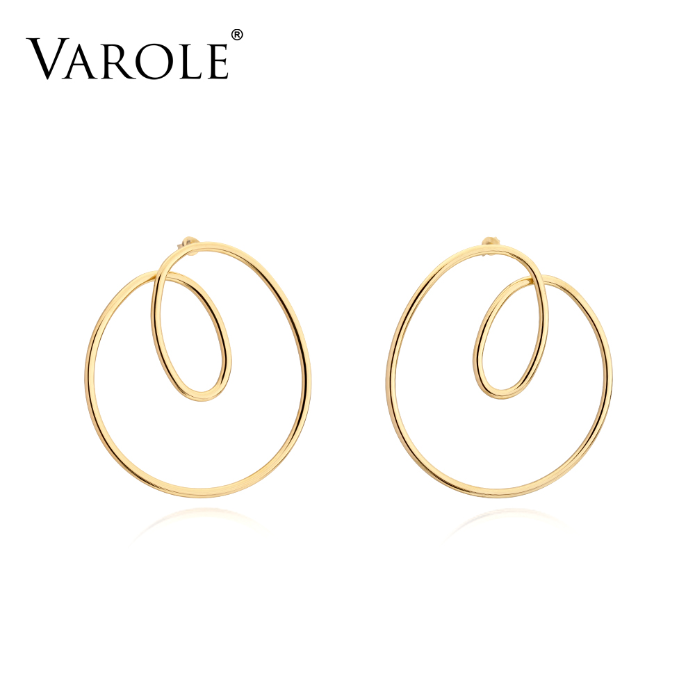 

VAROLE New Arrival Irregular Shape Long Earrings for Women High Quality Stainless Steel Drop Gold Color Big Earring