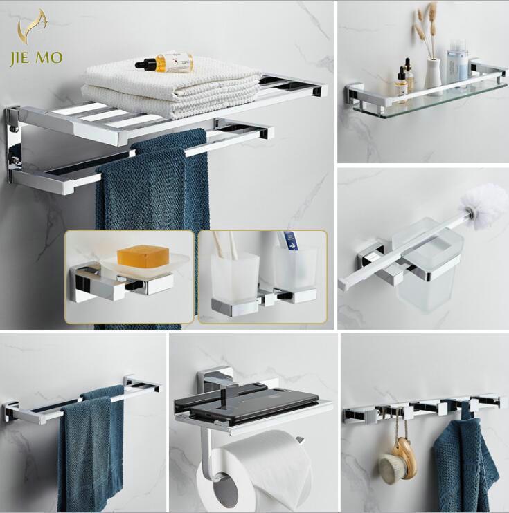

Coat hook paper holder Brass bathroom towel rack holder Toilet folding towel rack bar double wall Bathroom Pendant set