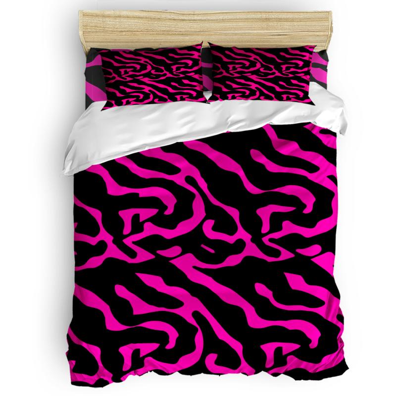 

Red Zebra Stripes Duvet Cover Set Warm and Comfortable Bed Sheet Bedroom Comforter Set 2/3/4pcs Bedding, As pic