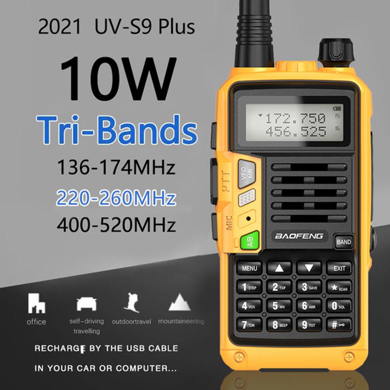 

BaoFeng UV-S9 Plus Tri-Band 136-174/220-260/400-520Mhz 10W Poweful Walkie Talkie 10km Long Range Ham CB Radio Transceiver 5R