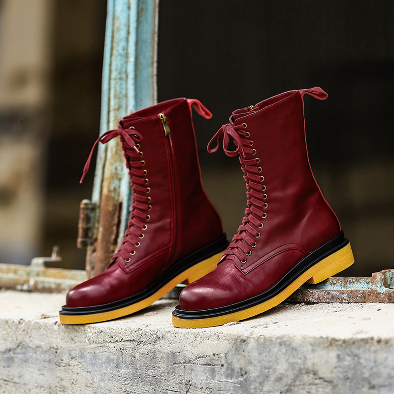 

2021 Women's Shoes Plus Side Shorter British Knight Thin Boots Cross Straps H0N2, Brown-autumn