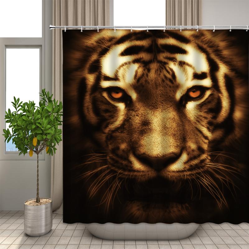 

Bath Curtain 3d Printing Tiger Horse Shower Curtains 180*200cm Waterproof Bathroom Curtain Home Washable Fabric With Hooks