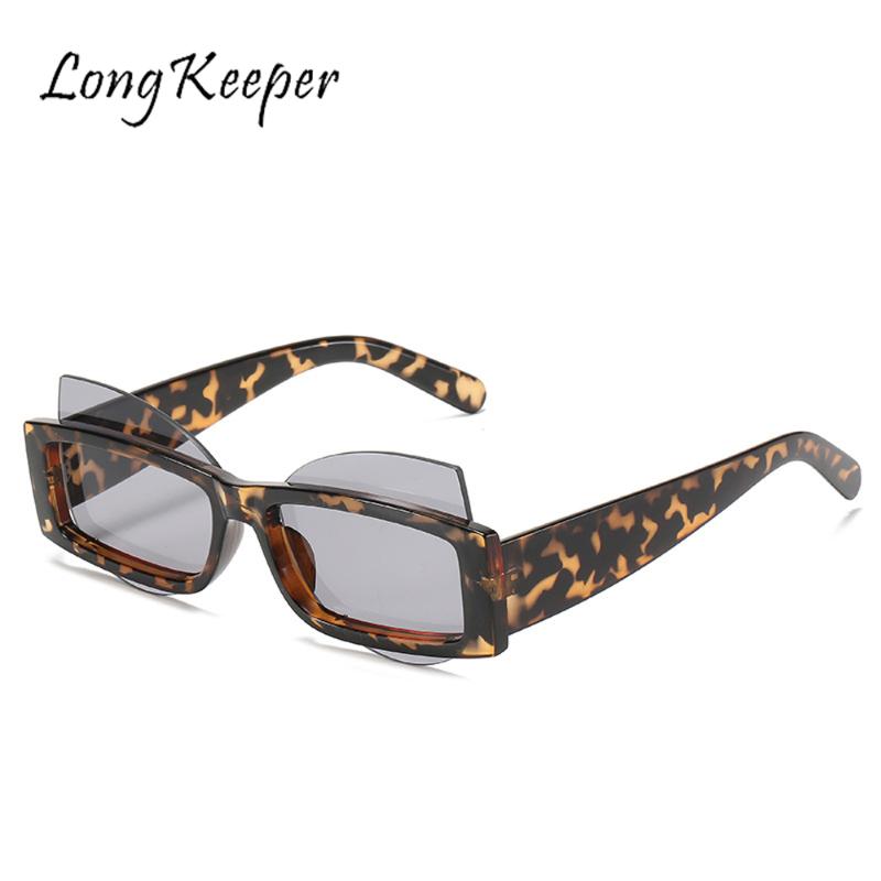 

Sunglasses LongKeeper Unique Rectangle Women Men Punk Leopard Sun Glasses Square Eyewear Shades Lunettes De Soleil