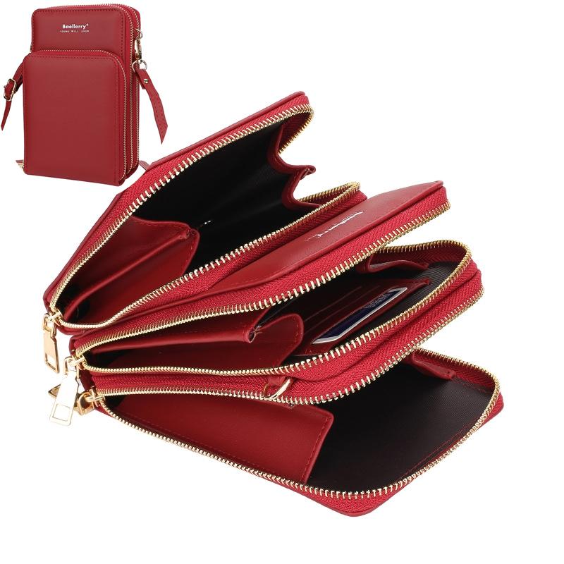 

2021 New 3 Layer Women Phone Shoulder Bags Luxury Small Girls Female Crossbody Handbag Wallet Purse Clutch Pack Sac Bolsos Mujer, Brown