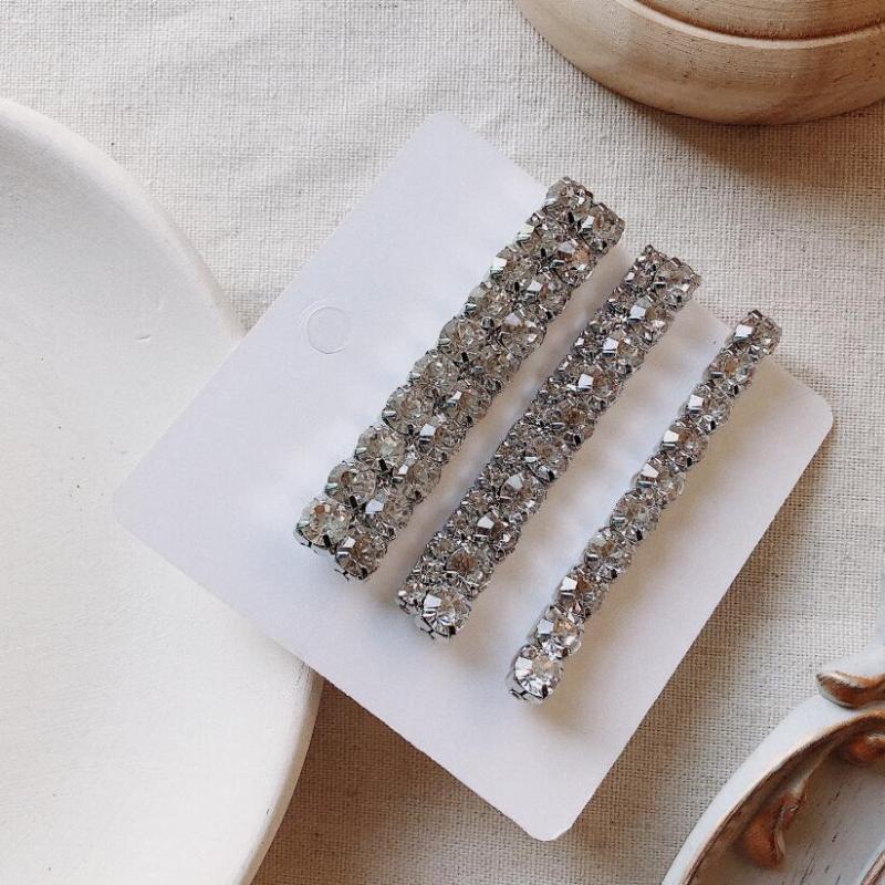 

Girls Metal Rhinestone Hair Accessories Lurexy Hair Clips Women Shining Crystal Pin with Clear Stones 3PCS/SET