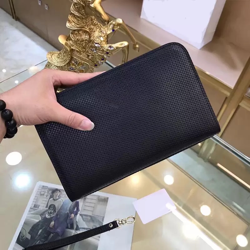 Unisex Business Handbags Classic Design Men Portable Leather Skin Print Hand Clutch Bags Small Simple Card Purse