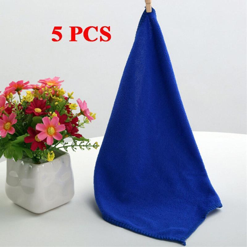 

5pcs Microfiber Cleaning Cloth Square Water Absorption Kitchen Car Cleaning Towel Cloths Handtuch1, Blue