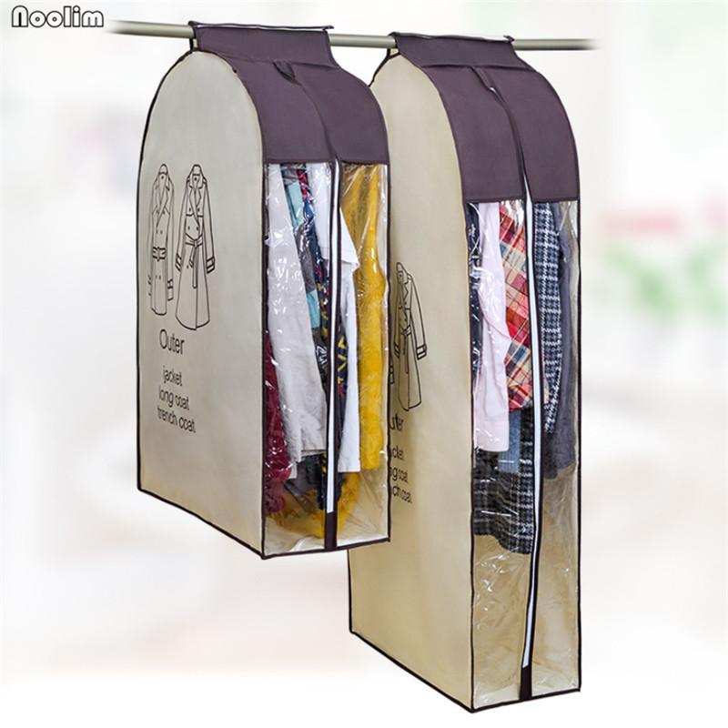 

Non-woven Clothes Hanging Storage Bag Transparent Waterproof Dustproof Clothes Dust Cover For Suit Dress Coat Wardrobe Organizer