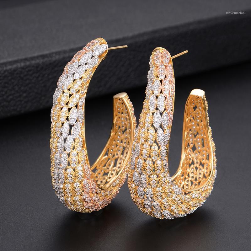 

Hollow Geometry Big Earrings Full Mirco Paved Microl Zircon Naija Wedding Earring Fashion Jewelry High Quality 20201
