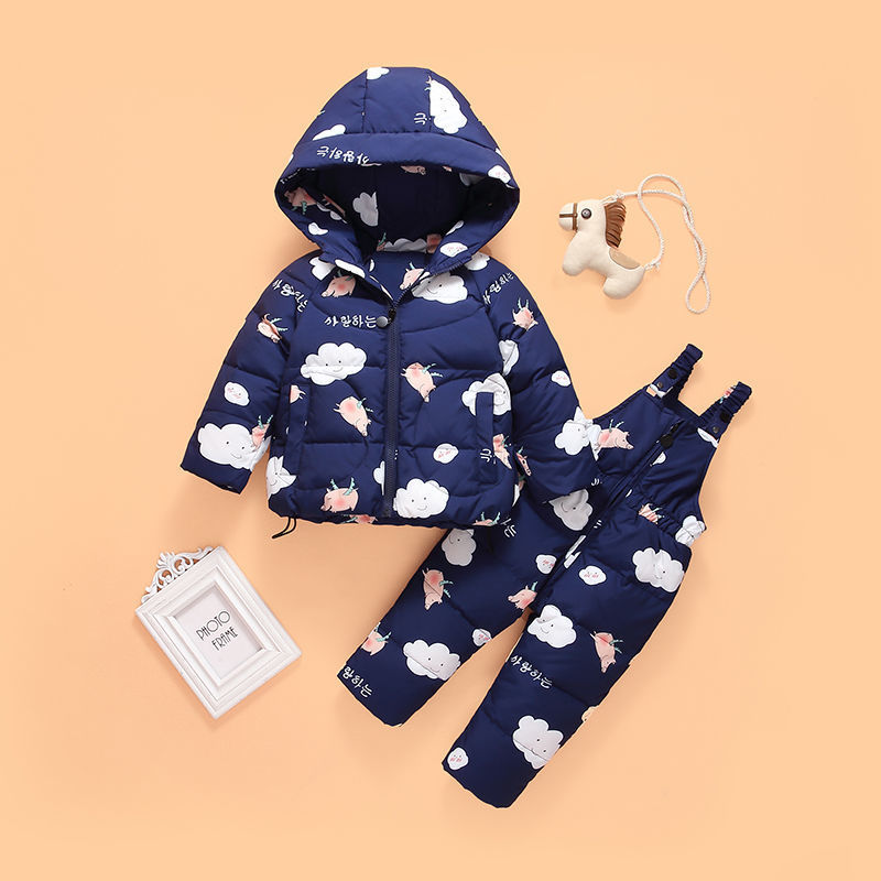 

New baby down jacket boys set foreign thickening child 1-3 women 4 baby winter children's baby jacket, White