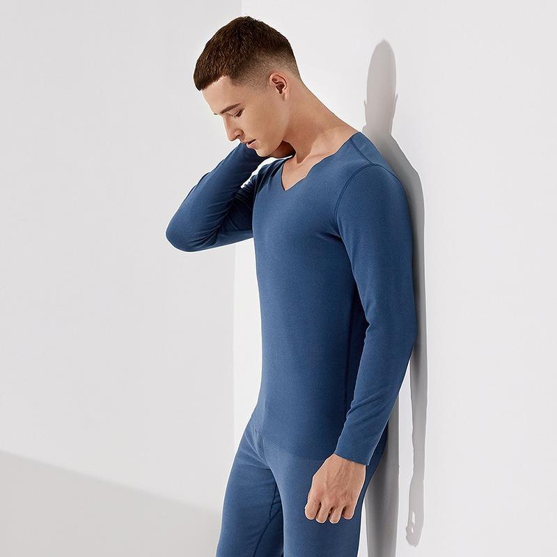 

V-neck Youth Men's Seamless Cold-proof Thermal Underwear Suit Thin Section Sanding Comfortable Bottoming Qiuyi Long Trousers