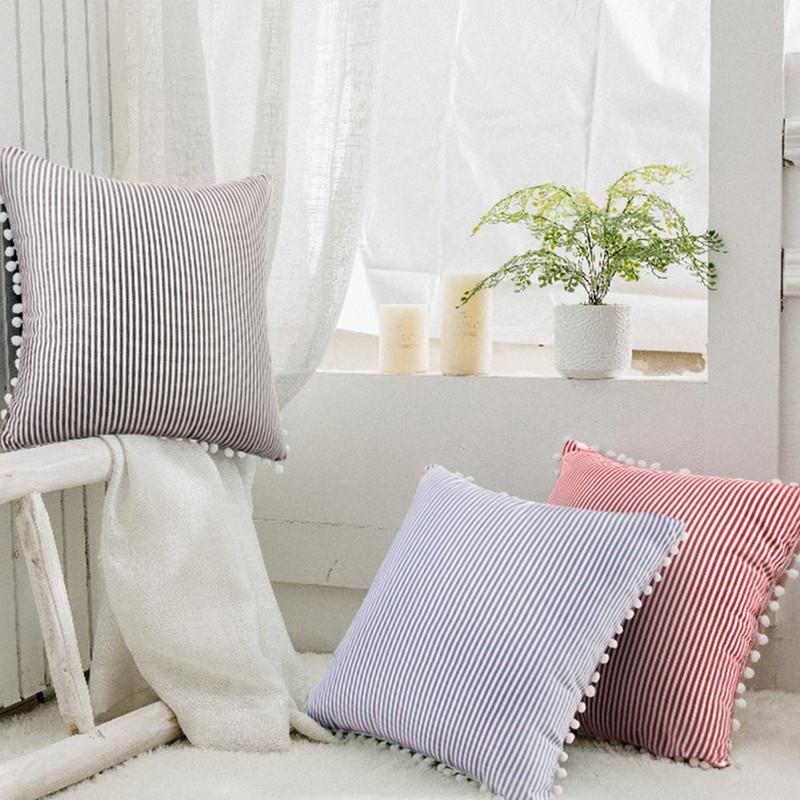 

Striped Square Throw Pillow Cover Case Horizontal and Vertical Stripes Linen Pillowcase Cushion Cover Car Decoration Pilowcase Pillow Case, Black