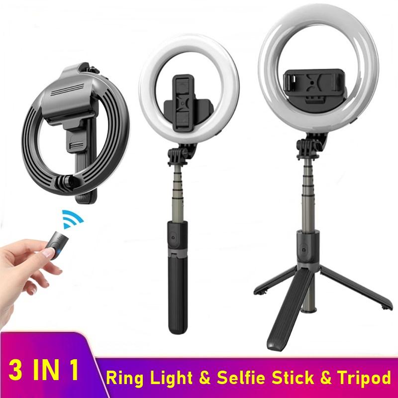 

Tongdaytech Bluetooth Portable Selfie Stick Foldable Dimmable Ring Fill Light With Tripod For Smartphone Photo Video Live Studio