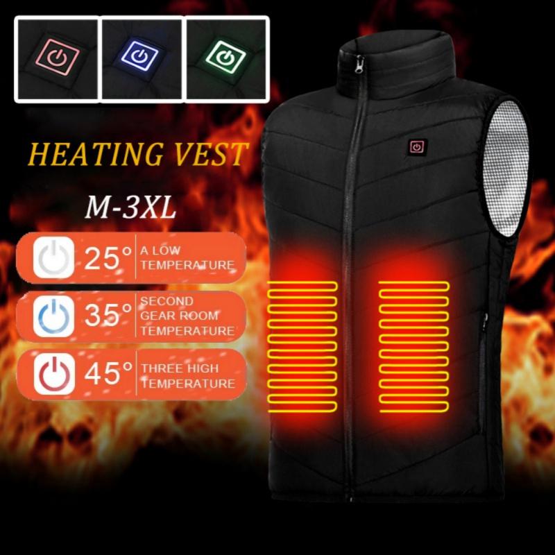 

9 Areas Heated Vest Jacket USB Men And Women Winter Electric Heated Sleeveless Jacket Outdoor Fishing Comping Waistcoat, Blue