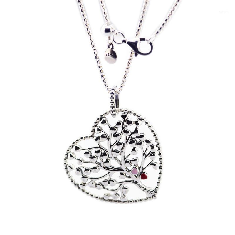 

Tree of Love Necklace Mixed Enamel Heart Pendant Necklaces for Women 925 Sterling Silver Love Statement Necklaces Jewelry Chain1