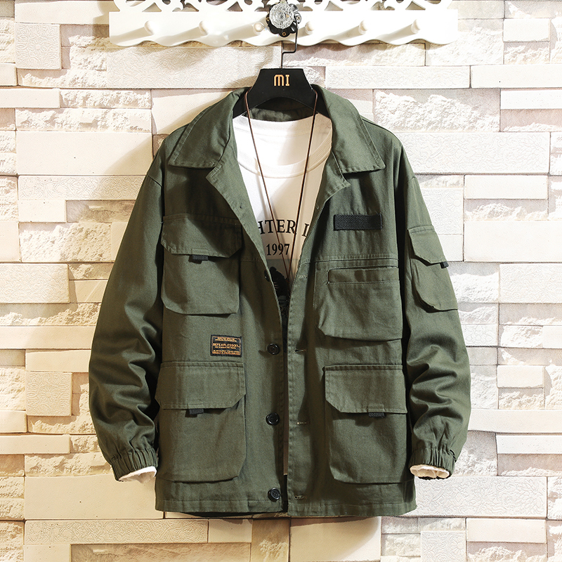 

2021 Casual England Style New Spring Autumn Black Green Pocket Jacket Men's Brand Clothes Plus Oversize M-5xl with Hoodies 7wci, J967 1