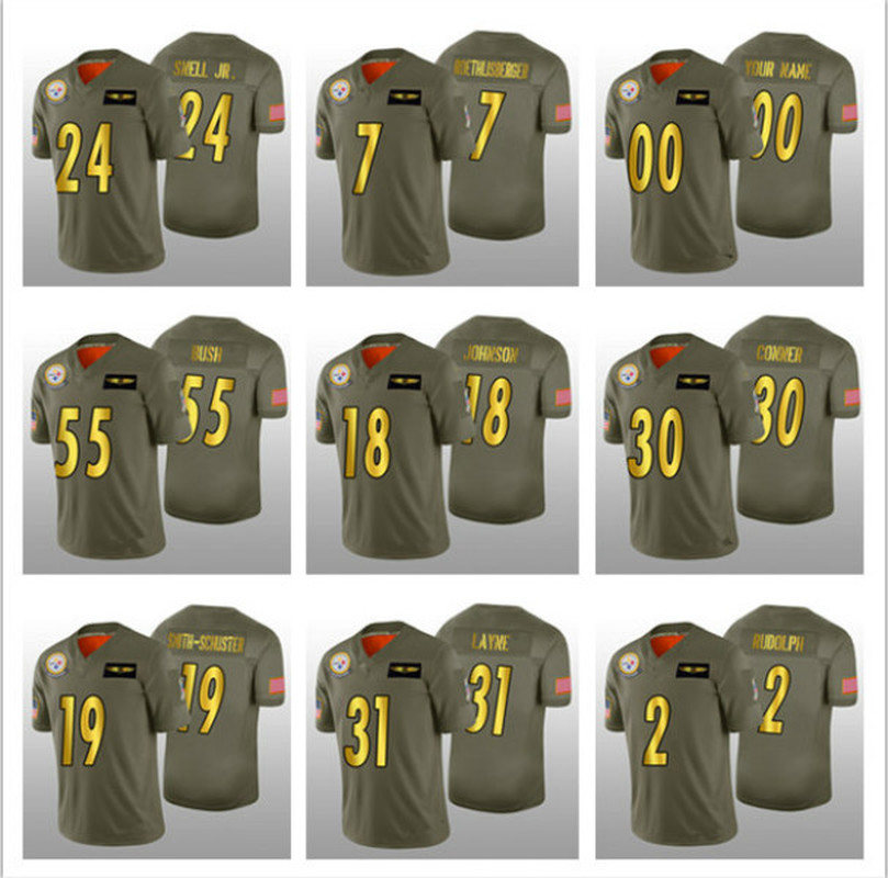 

Pittsburgh''Steelers''MEN WOMEN YOUTH Ben Roethlisberger Minkah Fitzpatrick James Conner 100th 2019 Salute to Service fo, Black;red