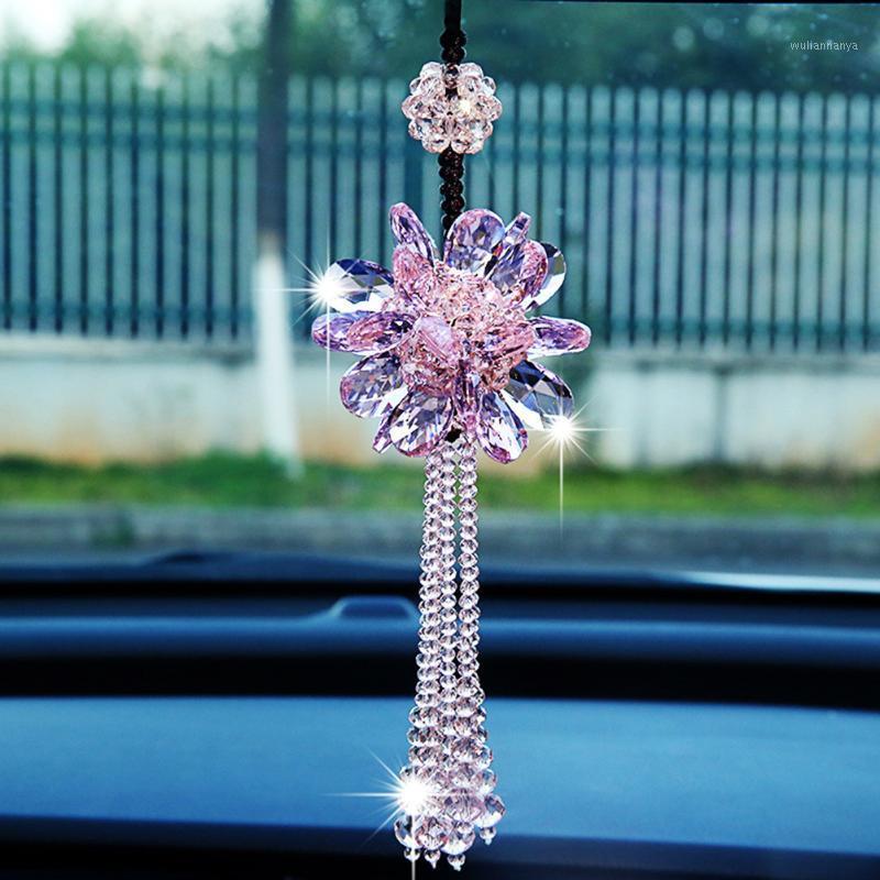 

Stylish Flower Beads Pendant Car Interior Decor Rearview Mirror Hanging Ornament Tassels Shiny Delicate Fine Workmanship
