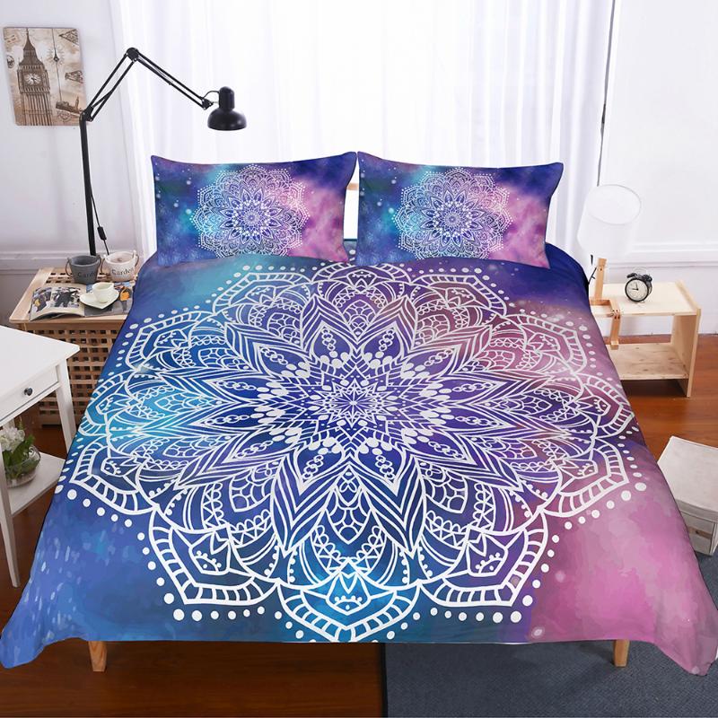

3D Bohemia/Mandala Pattern Duvet Cover with Pillow Cover Bedding Set Louts/Cloud/Round Pattern Bed Set for Bedroom Decor