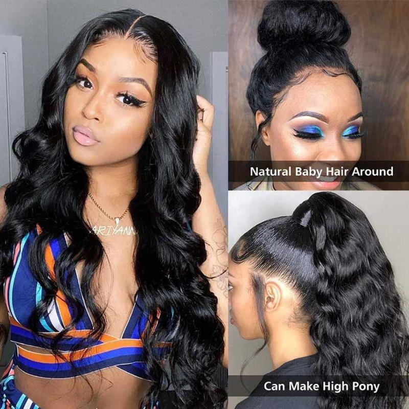 

Body Wave Lace Front Wig T Part Lace Front Peruvian Human Hair Wigs PrePlucked for Woman Alidiamond 4x4 Closure Wig, 4x4 lace closure wig