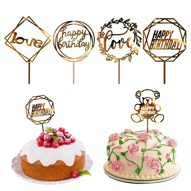 

Acrylic Happy Birthday Cake Topper Dessert Cupcake Cake Decorating Tools For Baby Shower Wedding Party Decoration Lovely Gifts