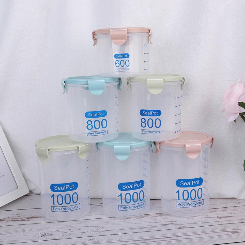 

600ml /800ml /1000ml Fresh Pot Container Box Kitchen Storage Plastic Box Sealing Preservation Pink Blue And Green