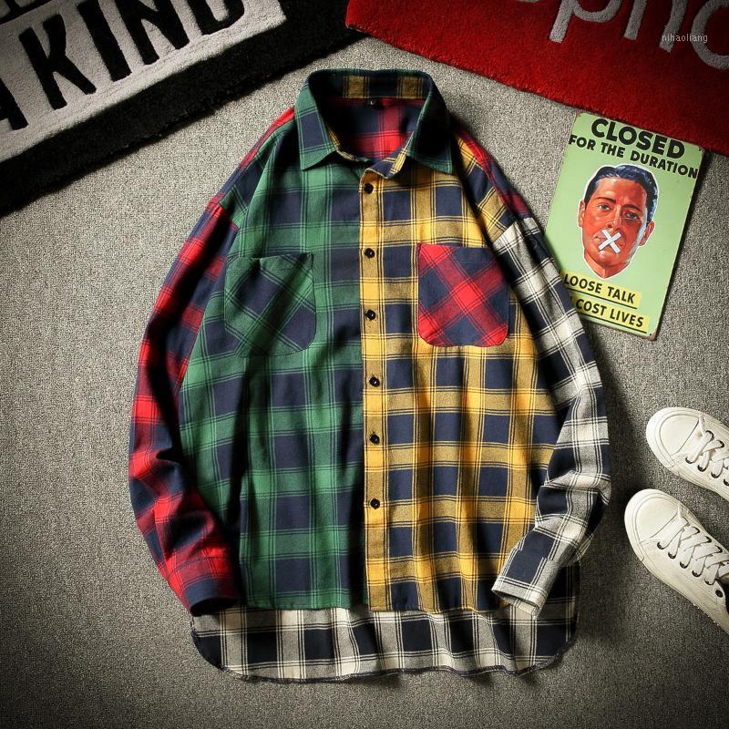 

Casual Shirts Men Plaid Long Sleeved Simple All-fmatch Korean Style Trendy Shirt Mens Ulzzang Retro Students Daily Leisure Tops1, Red