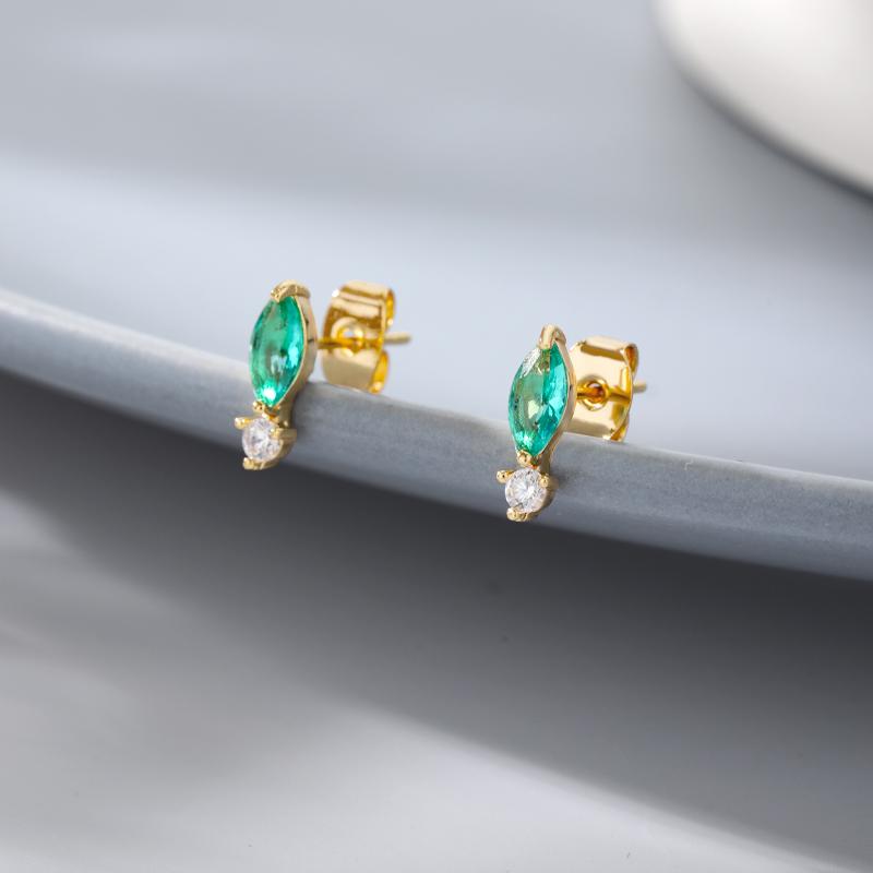 

Stud Vintage Earring Green Zircon For Woman Bling Crystal Jewerly Girls Gifts Bijoux Femme Pendientes Mujer, Golden;silver