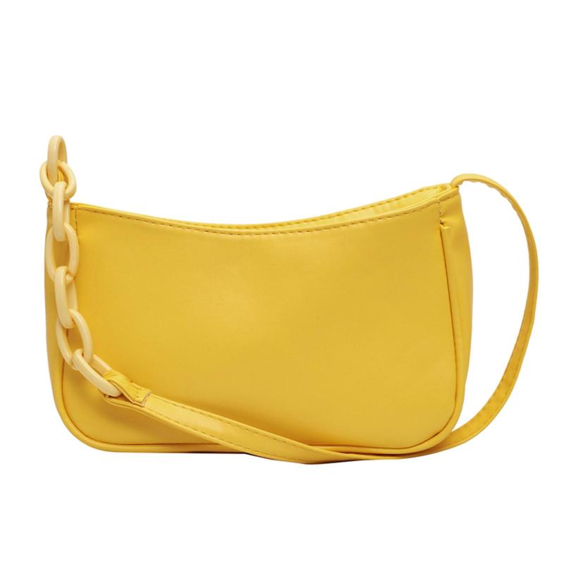 

Casual Handbag Fashion Women Solid Color Faux Leather Chain Underarm Shoulder Tote Bag Female Simple Purse Elegant Crossbody Bag, Black