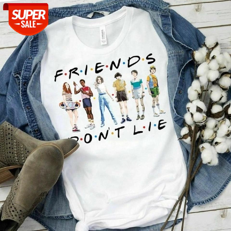 

Simple Stranger Things Letter Print Plus Size T Shirt Short Sleeve Friends Dont Lie Printing Tee Summer Tops Women Men T-shirt #mW8C, White
