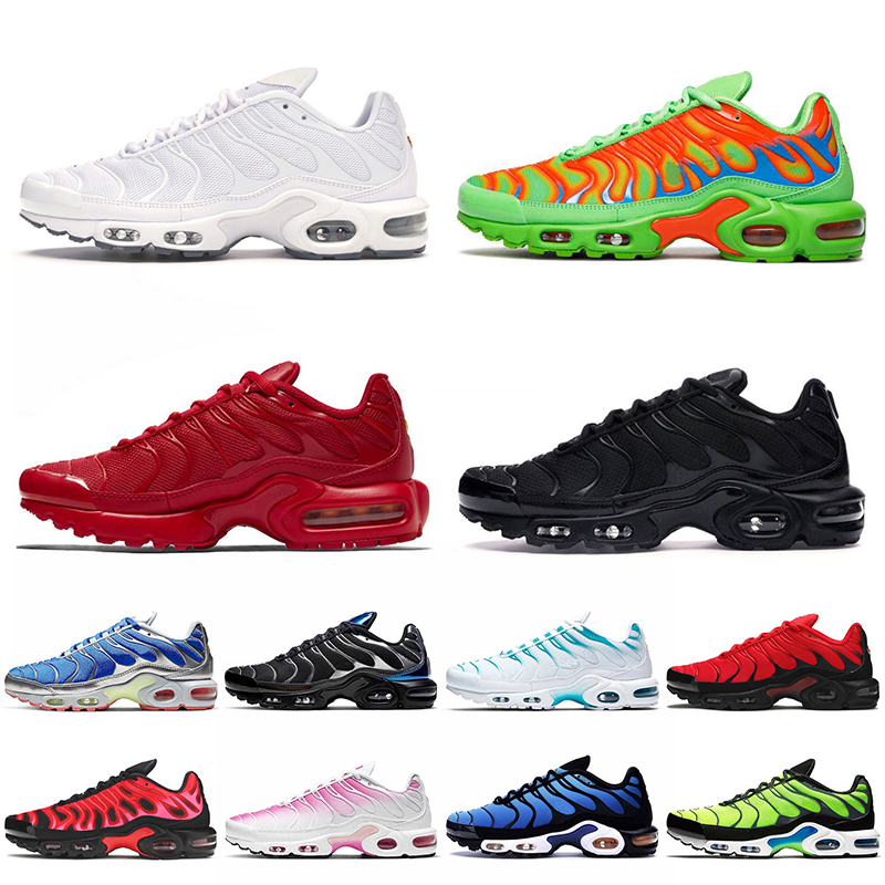 Wholesale Big size 46 Tn Plus Running Shoes men women Triple White Black Red Green plus TN UNIVERSITY RED Mens Trainers Sneakers