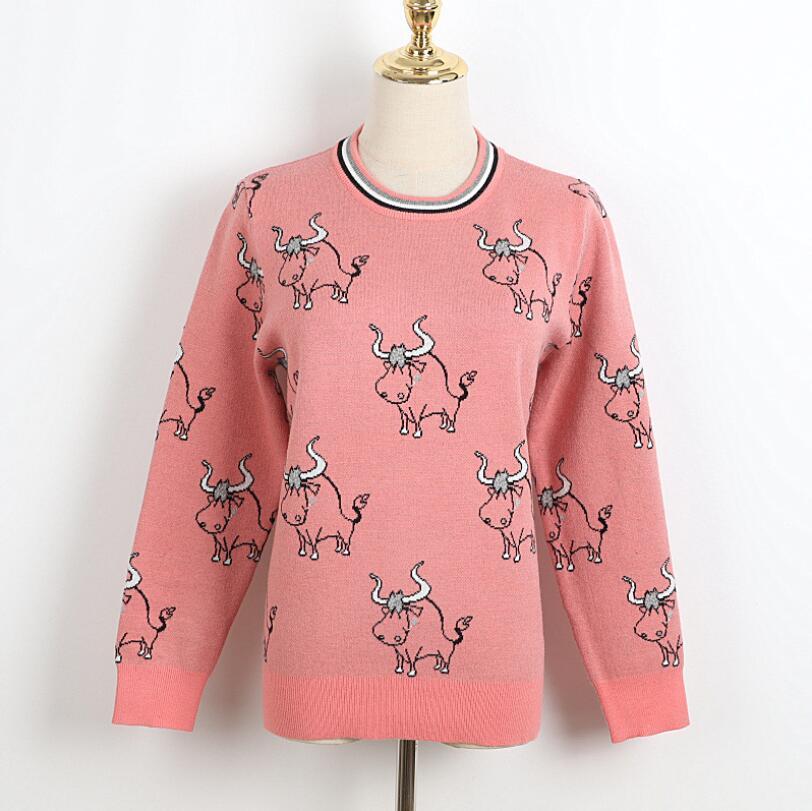 

2021 Autumn Sring the Long Sleeve Necklace Clothing Animal Knitted Shirt Impression Women's Pullovers P2137 Hpjd, Red.