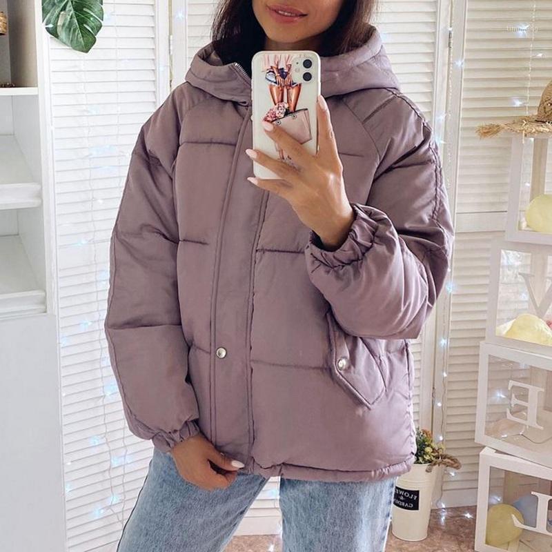 

LOOZYKIT Winter Women Parkas Coat 2020 Casual Thicken Warm Hooded Padded Jackets Female Solid Colorful Styled Outwear Jacket1, White