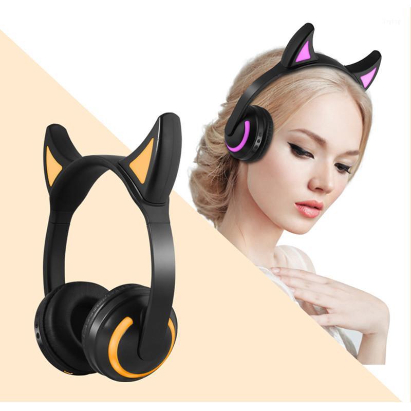 

JQAIQ Cat Ear Headset Bluetooth Stereo Flashing Glowing Cat Wireless Headphones Gaming Headset 7 Colors Led Light1