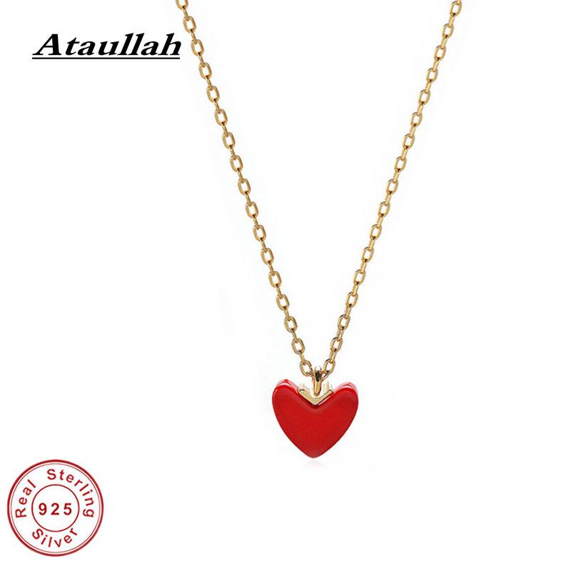 

Ataullah Silver 925 Jewelry Real Ruby Pendant Necklace Tiny Red Heart Necklaces Chain Choker for Women Girl Party Bijoux NW069