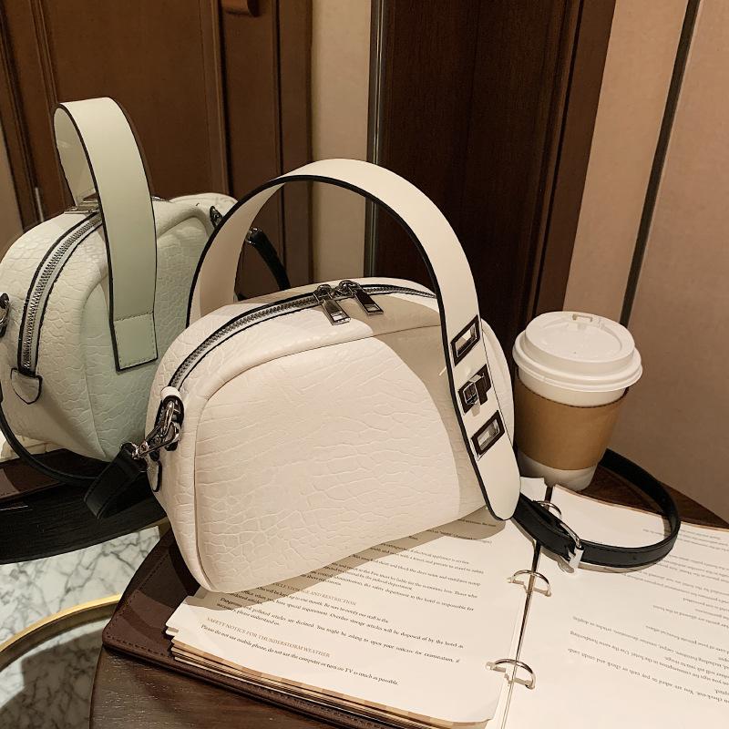 

2021 Hot Sale Personality Lock Handbag Designer Tote Bags For Women White Crossbody Bag Ladies Double Zipper Small Shoulder Bag, Black