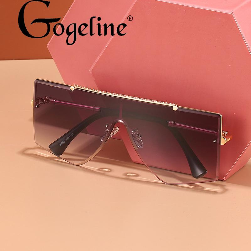

Sunglasses Rimless One-piece Metal Frame Sun Glasses Outdoor Luxury Lady Eyewear UV400 Gradient Blue Shades