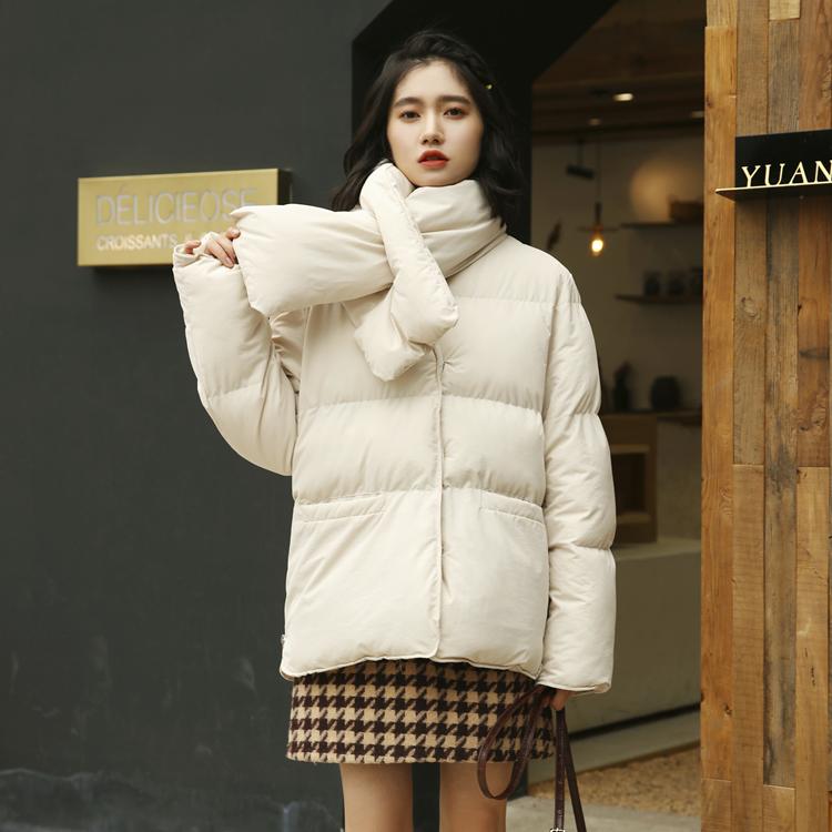 

Han edition ins will thicken warm scarf cotton-padded jacket new cotton-padded clothes women's wear loose single-breasted coat i, Blue