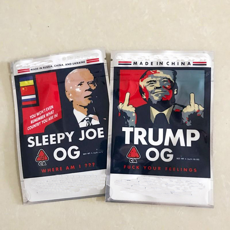 

Newest Trump OG Sleep Joe OG 3 5g mylar bags Sides Sealed Flat Pouch 420 dry herb flower packing bags